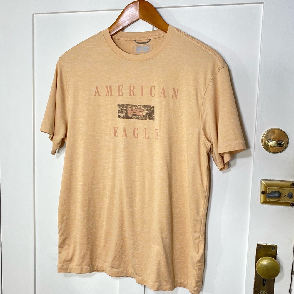 American Eagle Men's AE 24/7 Logo Performance Training T-Shirt Tan Orange S